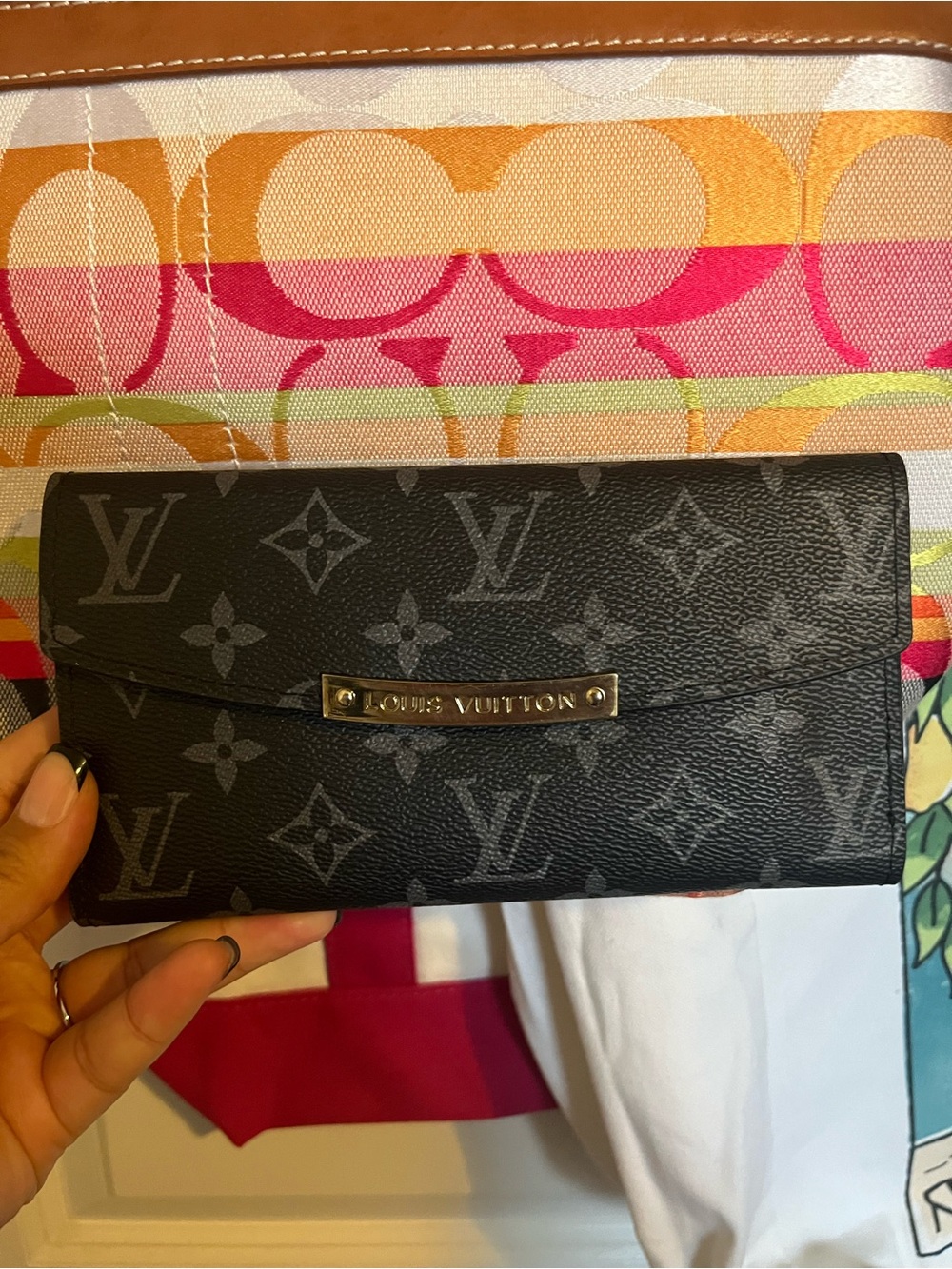 Louis Vuitton Gray Monogram Canvas Continental Wallet with Branded Plaque